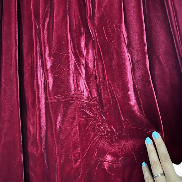 Vintage ILGWU 1980's Wine Velvet Bow V Back Party Dress Union Made Women's Sz 6 - Picture 10 of 16